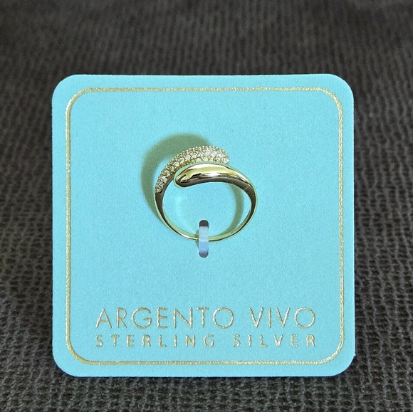 Argento Vivo Gold💛 Raindrops💧 Bypass🔁 Ring💍 - Picture 13 of 15